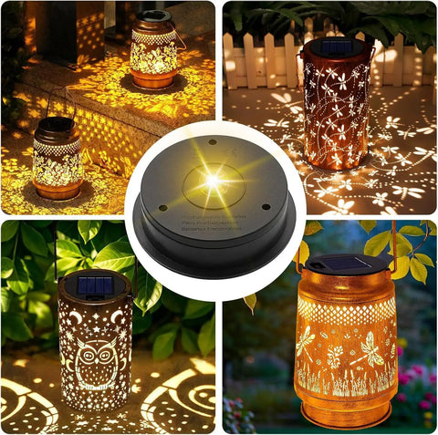 Six Pack Solar Light Replacement Tops For Outdoor Lanterns Top 3.31 Inches Bottom 2.83 Inches 7 Lumens Waterproof Lantern Lids