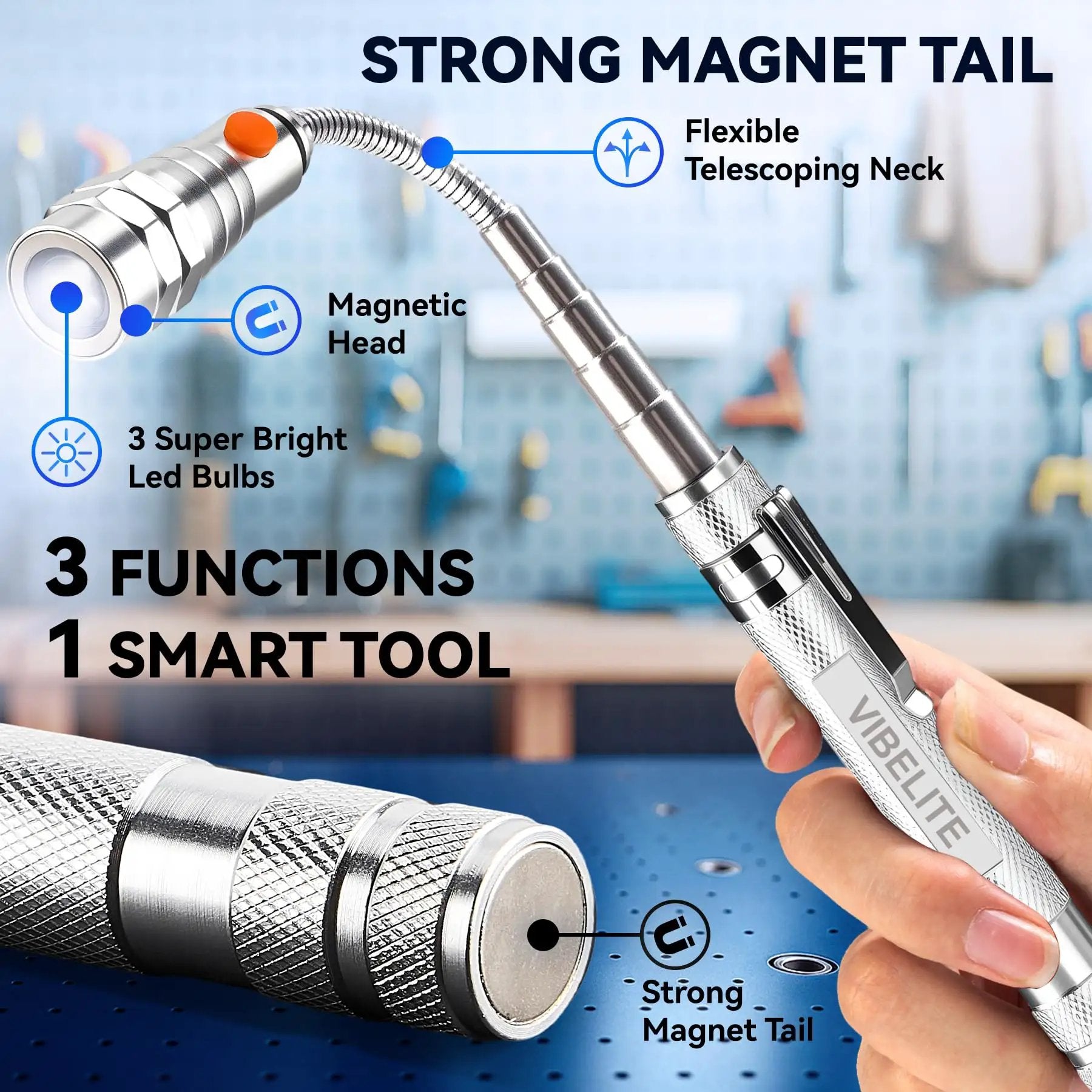 Extendable Magnetic Flashlight - Handy Gadget ✓