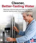 Man using Budget Friendly Replacement Refrigerator Water Filter For LG 5231JA2006A NSF 42 Certified Made In The USA OEM Alternative