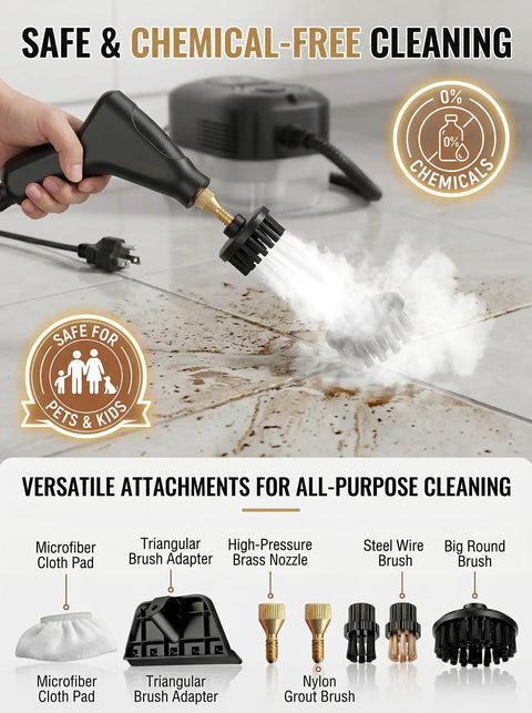 Heavy Duty 2500W Handheld Steam Cleaner With 4.5 Bar Pressure And 1200Ml Tank steam cleaning tile grout with attachments