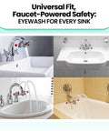 Industrial Faucet Mount Eyewash Station With Universal Sink Adapters And Continuous Flow Emergency Eye Flusher For Workplace Safety Compliance Heavy Duty Rock Solid Top Tier 2 Pack installed on various sink types.