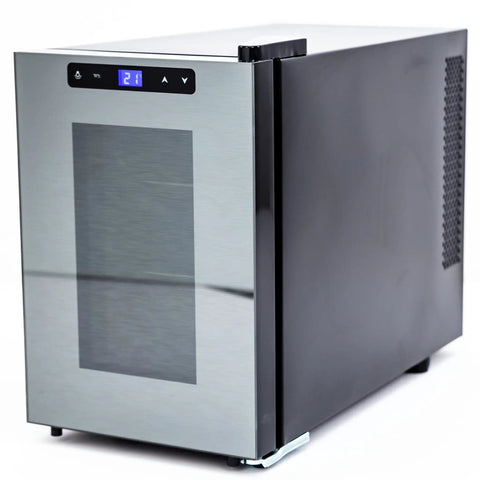 Six Bottle Wine Cooler With Thermoelectric Cooling Quiet Freestanding Wine Cellar Digital Temperature LED Display Metallic Finish