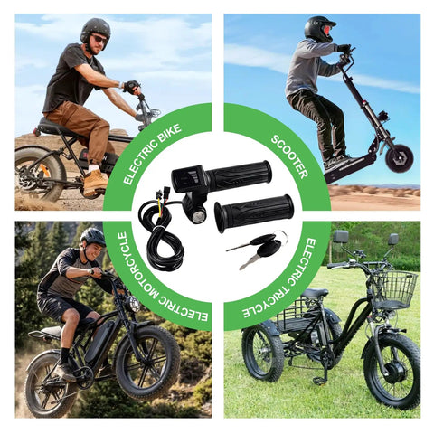 Full Twist Throttle Grip For 48V E Bikes And Scooters With LCD Display And Key Lock No Fuss Plug And Play 3 Pin Connector image