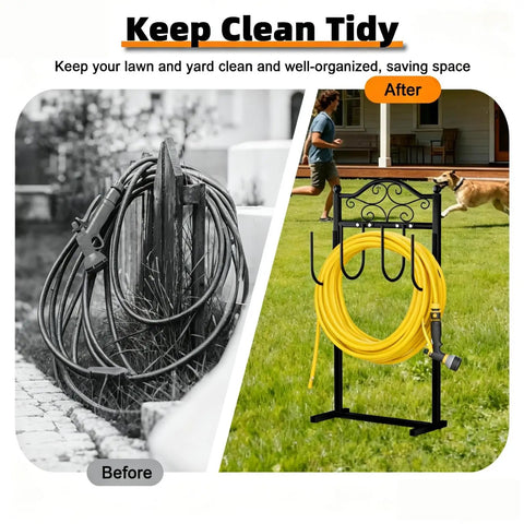 Heavy Duty Garden Hose Holder Stand For 100 Foot Hoses Freestanding Water Hose Rack For Yard And Garden Quad Anchor Base