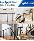 4 Ft Black Cable Railing Handrail With Rectangular Stainless Steel Profile For Indoor And Outdoor Deck And Stair Railing System Weldless Design Adjustable Length Low Maintenance Easy To Clean Includes User Guide installed on staircases and decks.