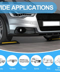 2 Pack Rubber Parking Blocks With Reflective Stripes Heavy Duty Garage Wheel Stoppers for Truck RV Trailer SUV