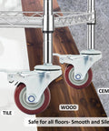 Finnhomy 3-inch threaded-stem swivel casters, set of 4, red polyurethane wheels with brakes for carts/furniture