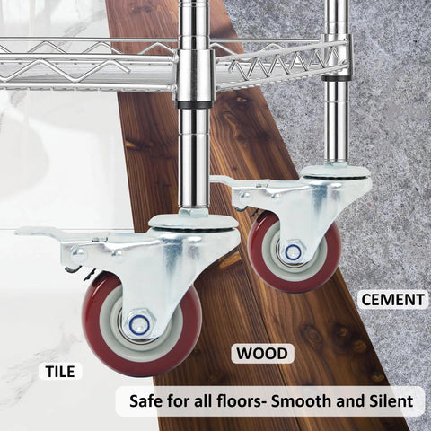 Finnhomy 3-inch threaded-stem swivel casters, set of 4, red polyurethane wheels with brakes for carts/furniture