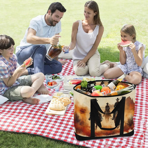 Insulated Cooler Tote Beast With Large Capacity For Shopping Picnics Beach And Travel Leak Proof Lunch Box on picnic blanket
