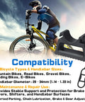 Cyclist with Three Pack Bike Handlebar Stand, quick release bracket, silicone straps, suitable for MTB, road, and e-bikes.