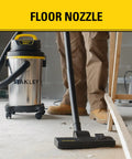 Lightweight 10 Pound Wet Dry Vacuum With 4 Peak HP Power, 4 Gallon Stainless Steel Vacuum In Workshop