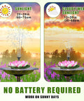 Two Pack Solar Water Fountain Pumps With Water Lily Sprout Nozzles for bird bath pond backyard decor, sunlight vs cloudy performance.