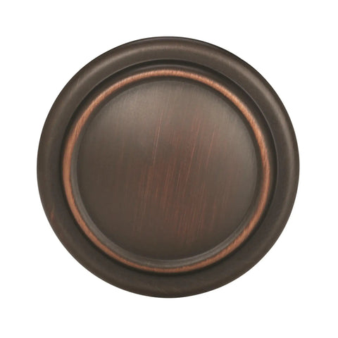 Traditional Round Cabinet Knob In Oil Rubbed Bronze Finish With Subtle Copper Highlights Adds Warm Elegance To Drawers Or Furniture - Top view