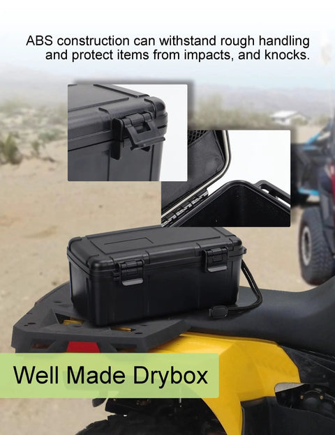 Floating Waterproof Kayak Dry Box With Stainless Steel Hinge And Mesh Pocket Airtight ABS Storage Case For Phones Keys And Boating Gear 8.8 By 4 By 3.5 Inch on ATV