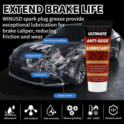 Copper anti-seize lubricant for automotive spark plugs and fasteners, 1 oz tube
