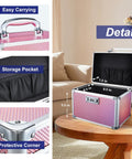 Pink Three Digit Combination Lock Box For Medication And Valuables Portable Locking Storage Case Ten By Seven By Nine Inches