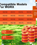 20 Pack WA0010 Replacement Trimmer Line Spool For Worx Weed Eater 0.065 Inch Nylon String With 16 Spools And 4 Caps