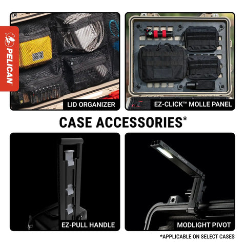 1626 Air Case No Foam Black Heavy Duty Gear Case With Water Tight Seal Automatic Purge Valve Crushproof And Dustproof Build shown with lid organizer, MOLLE panel, EZ-pull handle, Modlight pivot