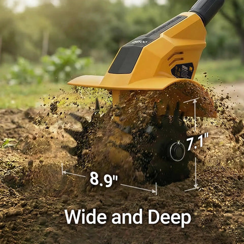 Brushless Tiller Cultivator Cordless Garden Rototiller For 20V Max Battery Tool Only No Gas 8.9 Inch Tilling Width And 7.1 Inch Depth