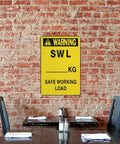 Load Limit Safety Sign For Lifting Equipment Outdoor Aluminum 8x12 Inch Wall Marker on brick wall indoors