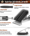 Heavy Duty Grill Brush And Scraper With 18 Inch Adjustable Handle For Outdoor Gas And Charcoal Grills Bottle Opener Included