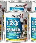 All Surface Water Based Primer Sealer For Indoors And Outdoors, Stain Blocking And Graffiti Seal, 6 pack quart size cans, white