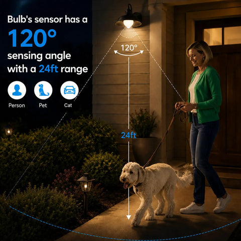 4 Pack Motion Sensor LED Bulbs 12W 100W Equivalent 2700K Warm White Auto On Off Dusk To Dawn Security Lighting For Indoor Outdoor Porch Garage Basement Stairs Energy Efficient Easy Hands Free Light, 120° range