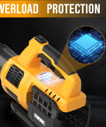 Cordless Leaf Blower 21V Handheld With Dual 3.0Ah Batteries And Fast Charger, 550 CFM 150 MPH showcasing overload protection