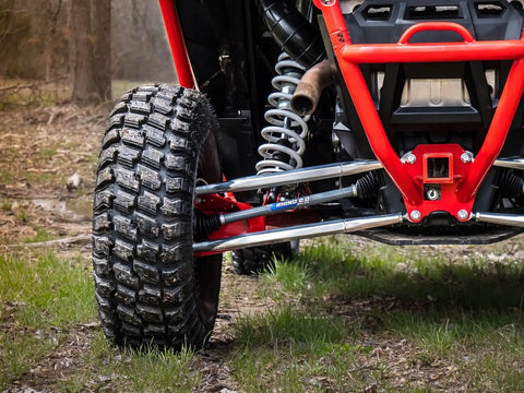 Beefed Up Billet Aluminum Rear Radius Arms For Polaris RZR XP 1000 And XP 4 1000 Models, 1-1/4 Inch 7075 Solid Aluminum Bar Upgrade Over OEM 3/4 Inch, Heavy Duty Strength, Precise Fit, Not Compatible With Polaris Rear Bumpers. rear radius arms on RZR suspension