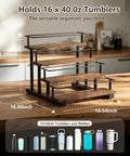 4 Tier Water Bottle Organizer Rack For 40oz Tumblers And Bottles, Carbon Steel Frame With Wooden Shelves, kitchen setting