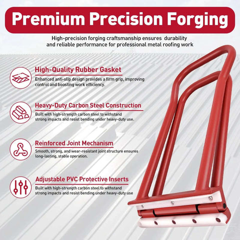 Heavy Duty Standing Seam Roofing Hand Seamer With Rubber Grommets featuring key components and benefits description.
