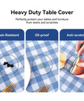 Buffalo Gingham Waterproof Vinyl Tablecloth Heavy Duty Wipeable Checkered Table Cover Outdoor Patio Picnic Camping 54 X 78 Inches Light Blue Spillproof PVC Protector stain and scratch resistance features