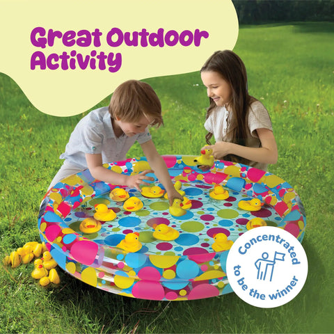Duck Pond Matching Carnival Game For Kids Kid Friendly Inflatable Pool Play Set With 20 Plastic Ducks Featuring Number Pairs