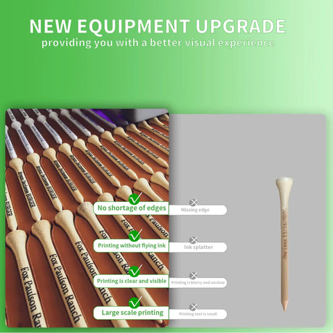 Personalized Bamboo Golf Tees Set From 100 To 1000 Pieces, Custom Text or Logo Printed On 3-1/4 Inch, Enhanced Printing Quality