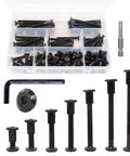 Black M6 Allen Bolts Kit 100 Pcs Socket Cap Screws And Rivet Cap Nuts For Joint Connecting Bolts Includes Hex Key And Bit