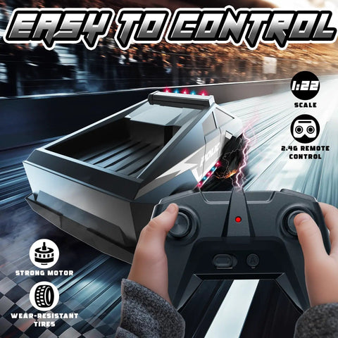 Police Theme Remote Control Car For Kids Ages 4-12, 1:22 Scale RC Truck With Lights And Load Space, USB Charging, Two Batteries