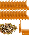 20 Pack Heavy Duty L Shaped Round Post Fence Brackets Built Different For Wood Fence Repair And Deck Railings Includes Self Tapping Screws, showing packages of brackets and screws.