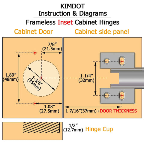 Top Shelf 40 Pack Frameless Soft Close Cabinet Hinges European Inset 35mm Cup Hidden Hinge With Clip On Plate For Quick Kitchen Bath Remodel Heavy Duty Four Hole Mounting Plates