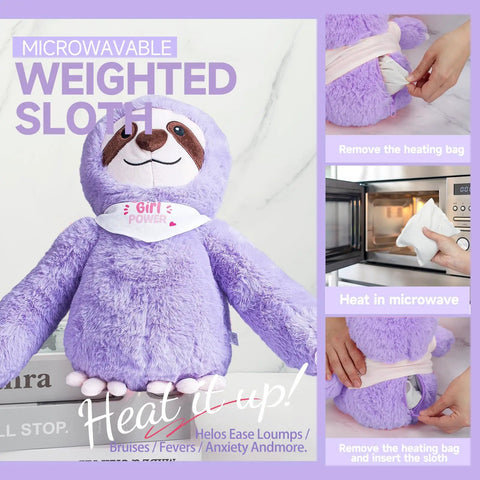 Tween First Period Starter Kit For Girls Aged Nine To Twelve With Comfort Essentials includes purple microwavable sloth toy.