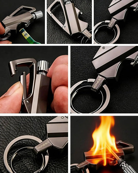 Infinity Lighter 3 in 1 Multitool Keychain Fire Starter Bottle Opener Waterproof Metal Flint Collapsible Lighter