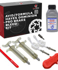 Hydraulic Bike Brake Bleed Kit For Avid, Formula, And Hayes Dominion With 2 Syringes, 2 Hose Fittings, DOT 5.1 Fluid, And Fasteners