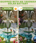 Comparison of Go To Solar Water Pump Fountain For Garden Bird Bath With Built In 1500mAh Battery 3.5W Panel And 8 Nozzles showing spray in sun and shade