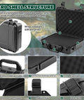 Waterproof Hard Case With DIY Customizable Foam Insert And Included Knife, Rugged Portable Protective Storage, Black