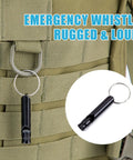 Emergency whistle attached to bag, part of Grab And Go Portable Car Roadside Emergency Kit With Compact Organizer Bag Black