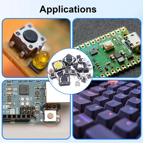 Applications of 260Pcs Micro Momentary Tactile Push Button Switch Kit with PCBs and keyboards