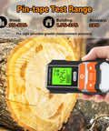 2 In 1 Pin And Pinless Wood Moisture Meter Digital Humidity Sensor Detector testing wood log in forest with display