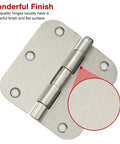 Heavy Duty 24 Pack 3.5 Inch Round Brushed Satin Nickel Door Hinges For Interior And Exterior Use Ideal For Doors Cabinets Gates And Furniture With 6 Holes 270 Degree Rotation And 144 Free Screws Included, close-up of hinge finish