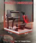 Leg Extension And Curl Machine With 700 Lbs Capacity Four In One Home Gym dimensions and weight plate fit details.
