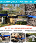 Backyard Zip Line Kit For Kids And Adults 100 Ft 120 Ft 150 Ft Or 200 Ft Lengths, Supports Up To 380 Lbs shown with quick tighten system