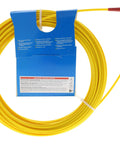 Yellow fiberglass fish tape in packaging for electricians' wiring work near live circuits, complementing Beast Mode Ductile Iron Bender Head